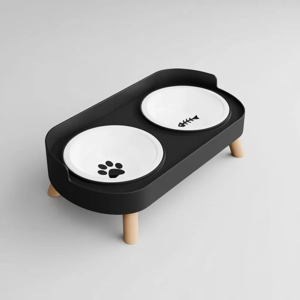 Gamelle double surélevée pour chiens et chats Animela Frame noir