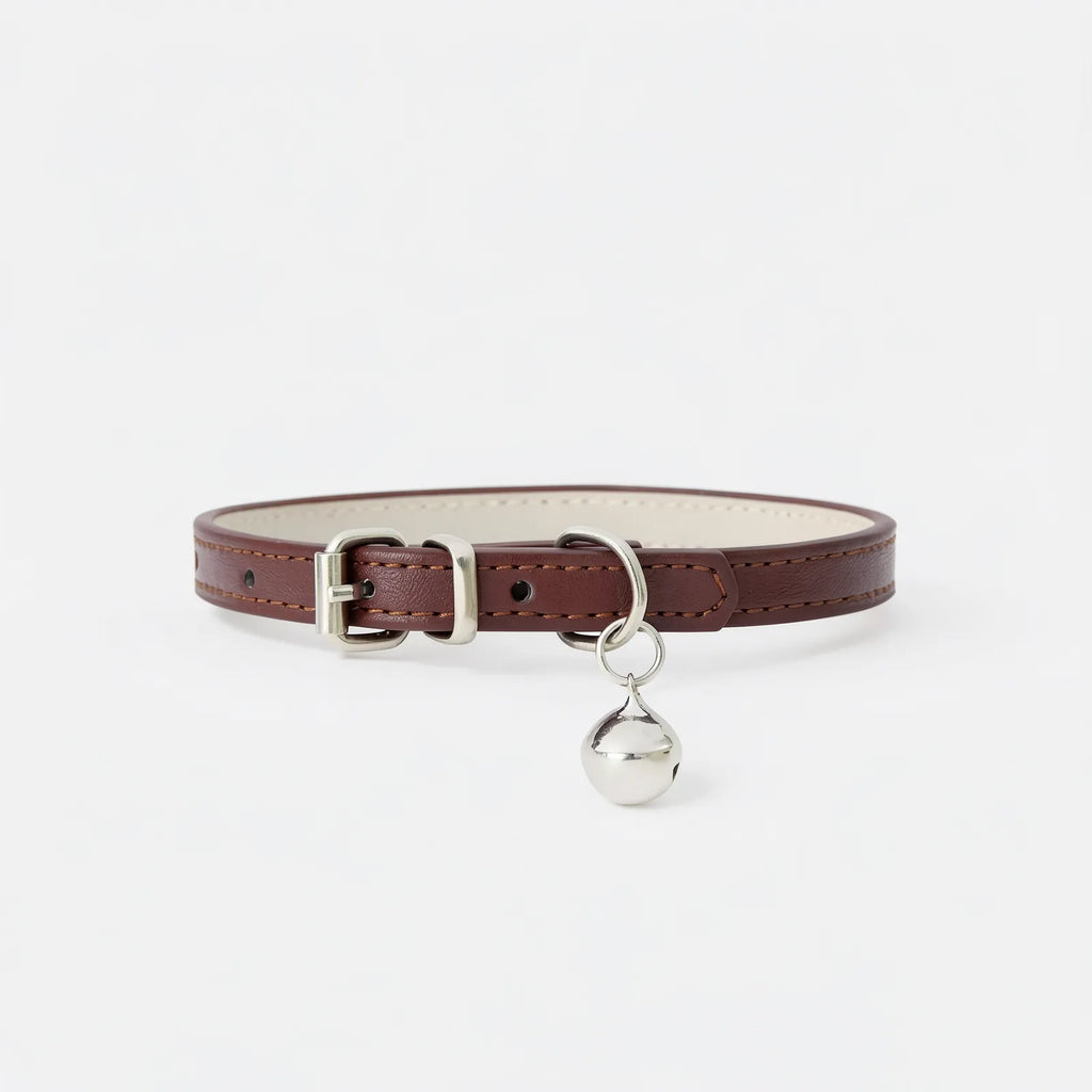 Collier pour chat cuir PU réglable avec clochette – Leather