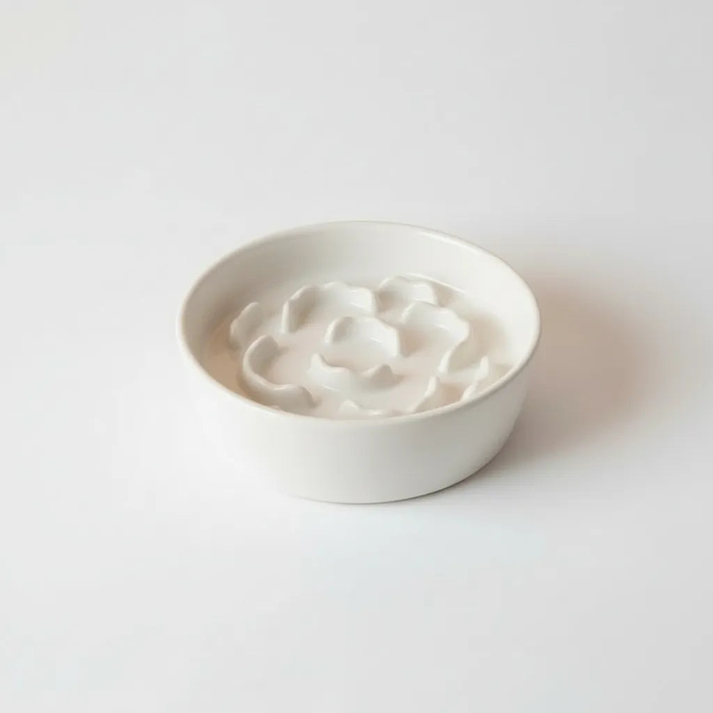 Gamelle anti-glouton pour chat Animela Slow blanche