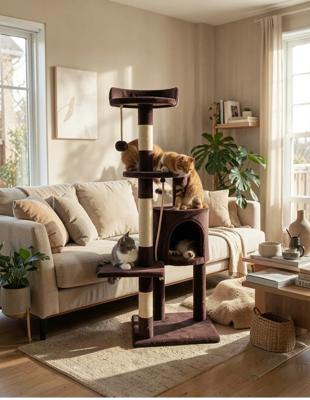 Arbre à chat 112 cm sisal espace fermé et hamac – Cozy