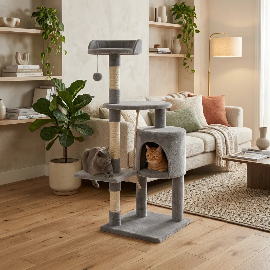 Arbre à chat 112 cm sisal espace fermé et hamac – Cozy