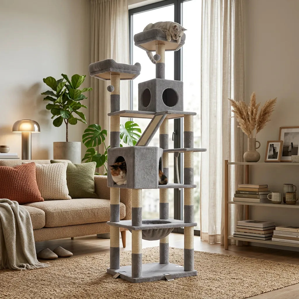 Arbre à chat 208 cm sisal plateformes hamac espace fermé – Loft