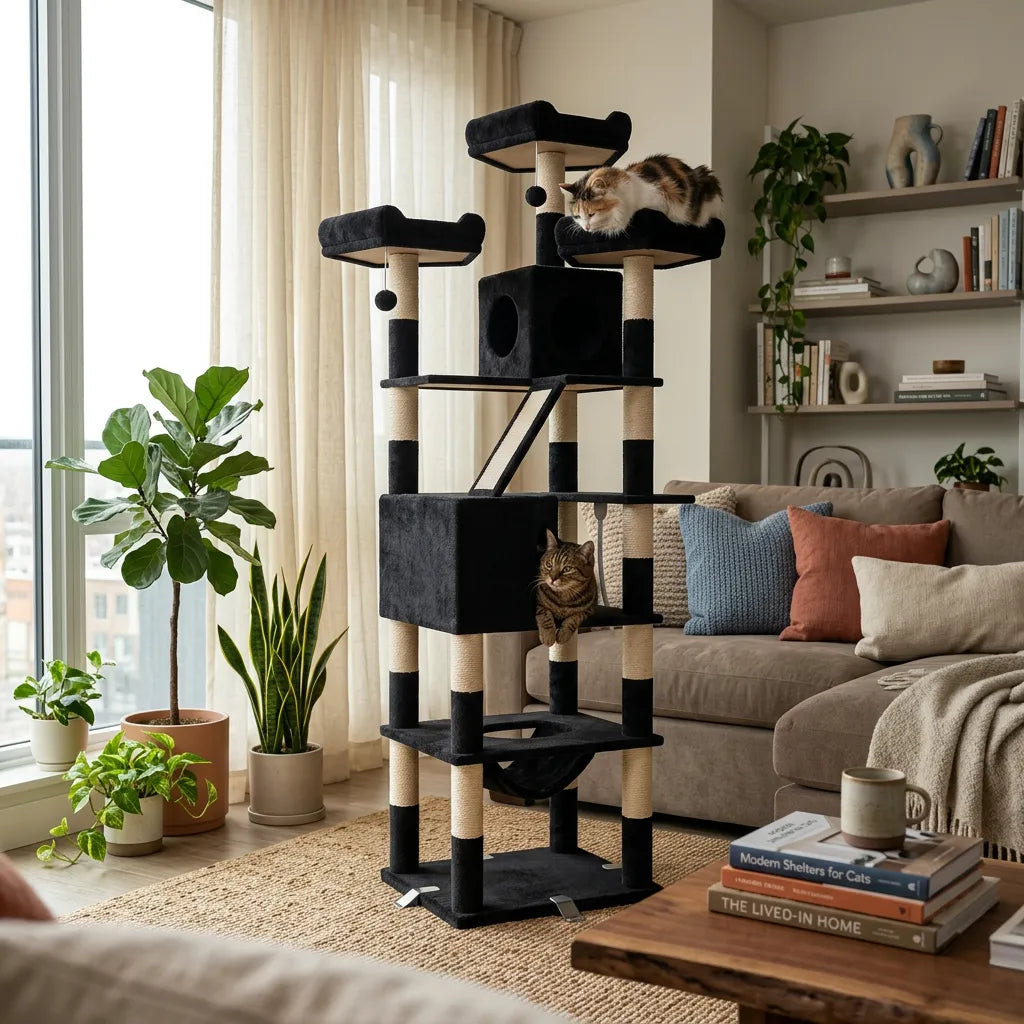 Arbre à chat 208 cm sisal plateformes hamac espace fermé – Loft