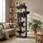 Arbre à chat 210 cm multi-niveaux sisal 2 espaces fermés – Nova