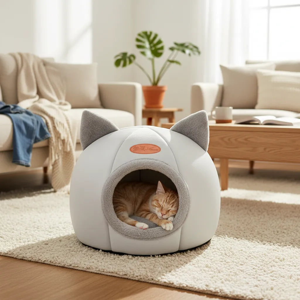 Chat qui dort dans un panier Nido